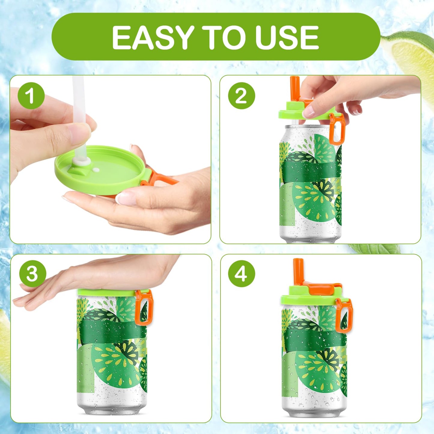 4-pack 4 Colors Soda Can Lids with Straw