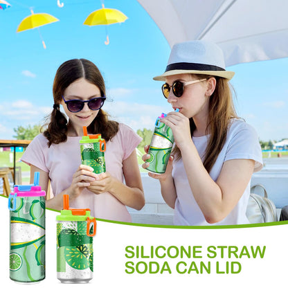 4-pack 4 Colors Soda Can Lids with Straw